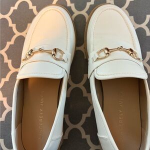 Sincerly Jules Gold and White Flats with Classic Loafer Design